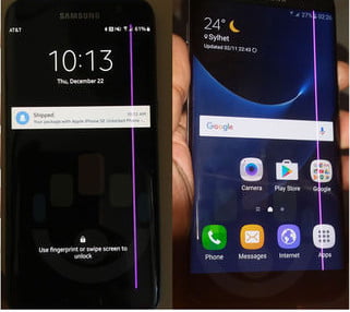 Samsung Edge Ekranda Pembe Çizgi Var